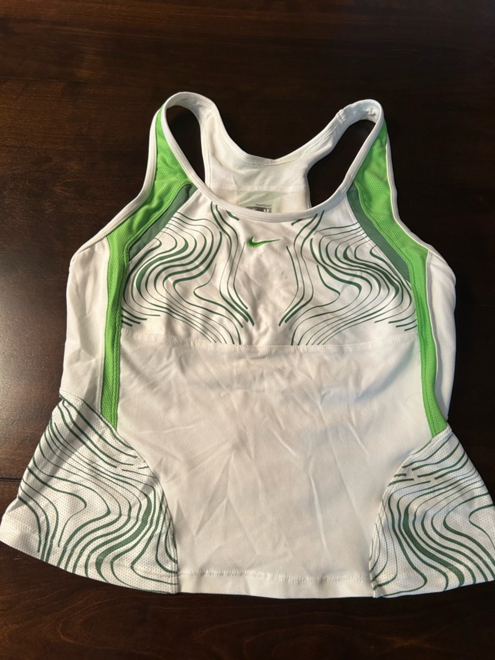 Nike White and Bright Green Athletic Racerback Tank